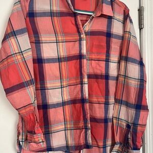 Old Navy Red and Blue Plaid Button Down Shirt